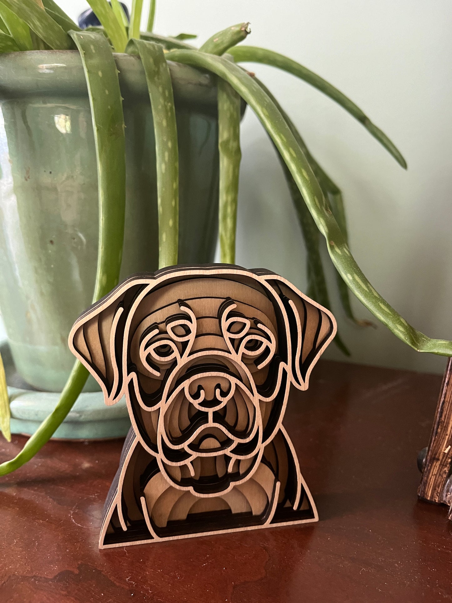 Rottweiler Dog 3D Wooden Mandala Head, 4" Inch Dog Mandala