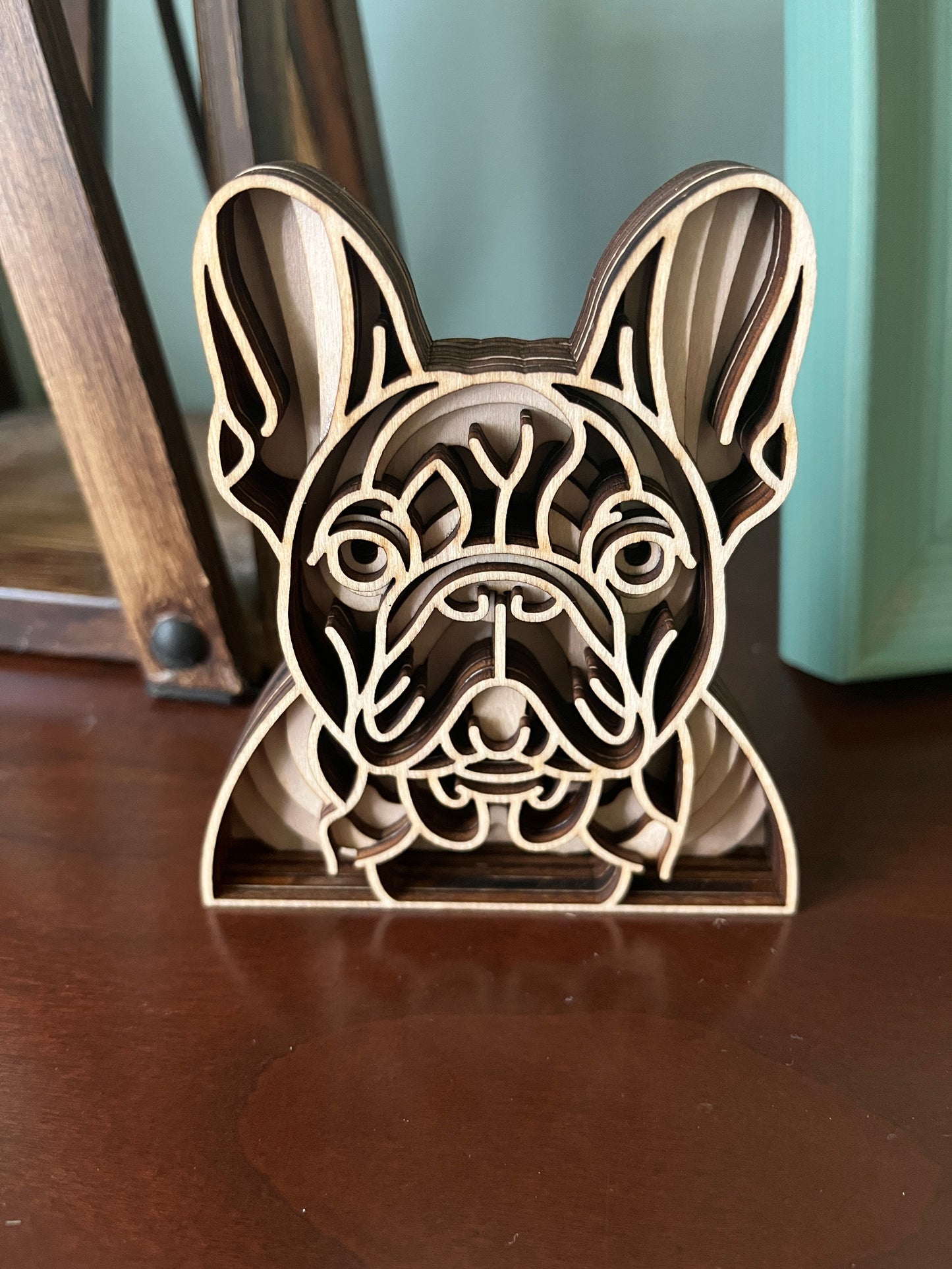 French Bulldog 3D Wooden Mandala Head, 4" Inch Dog Mandala