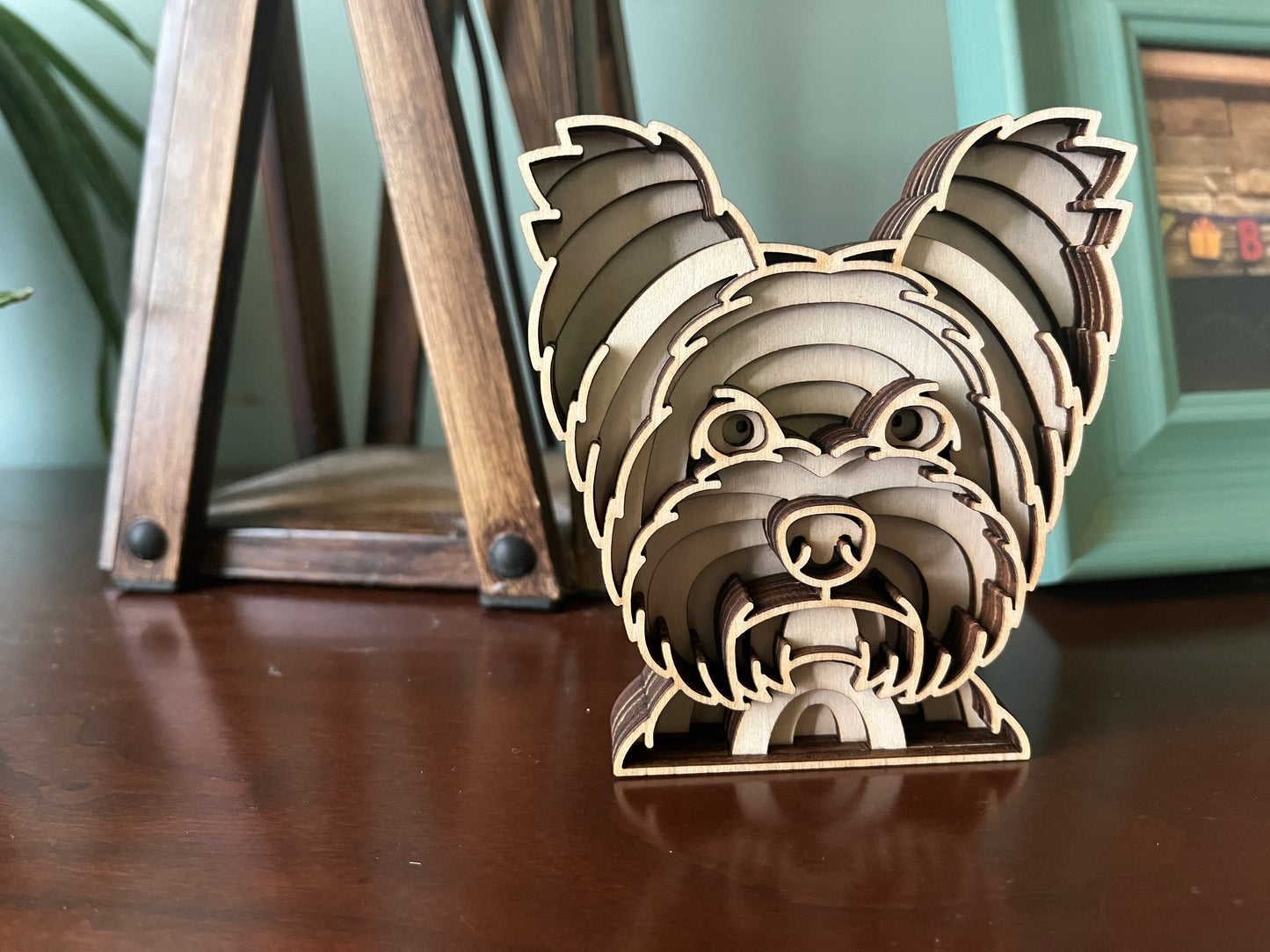 Yorkshire Terrier Yorkie 3D Wooden Mandala Head, 4" Inch Dog Mandala