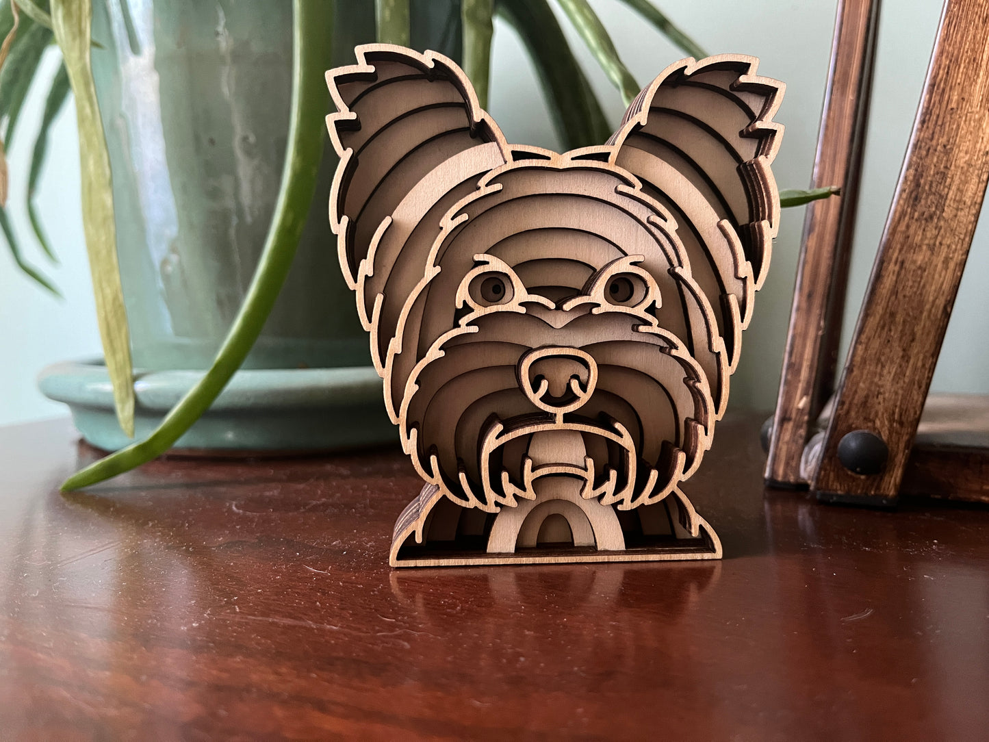 Yorkshire Terrier Yorkie 3D Wooden Mandala Head, 4" Inch Dog Mandala