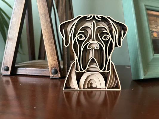 Boxer 3D Wooden Mandala Head, 4" Inch Dog Mandala