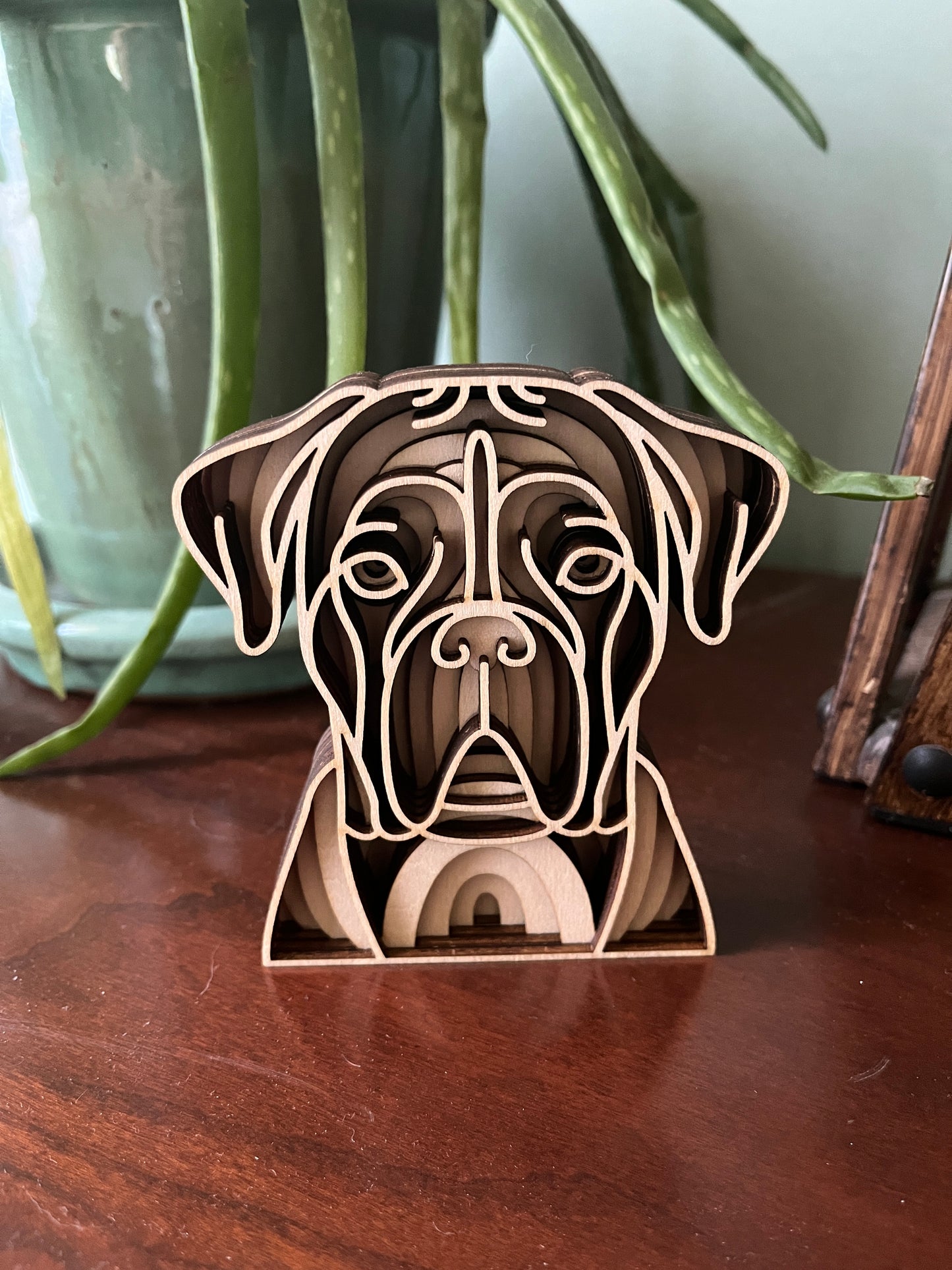 Boxer 3D Wooden Mandala Head, 4" Inch Dog Mandala