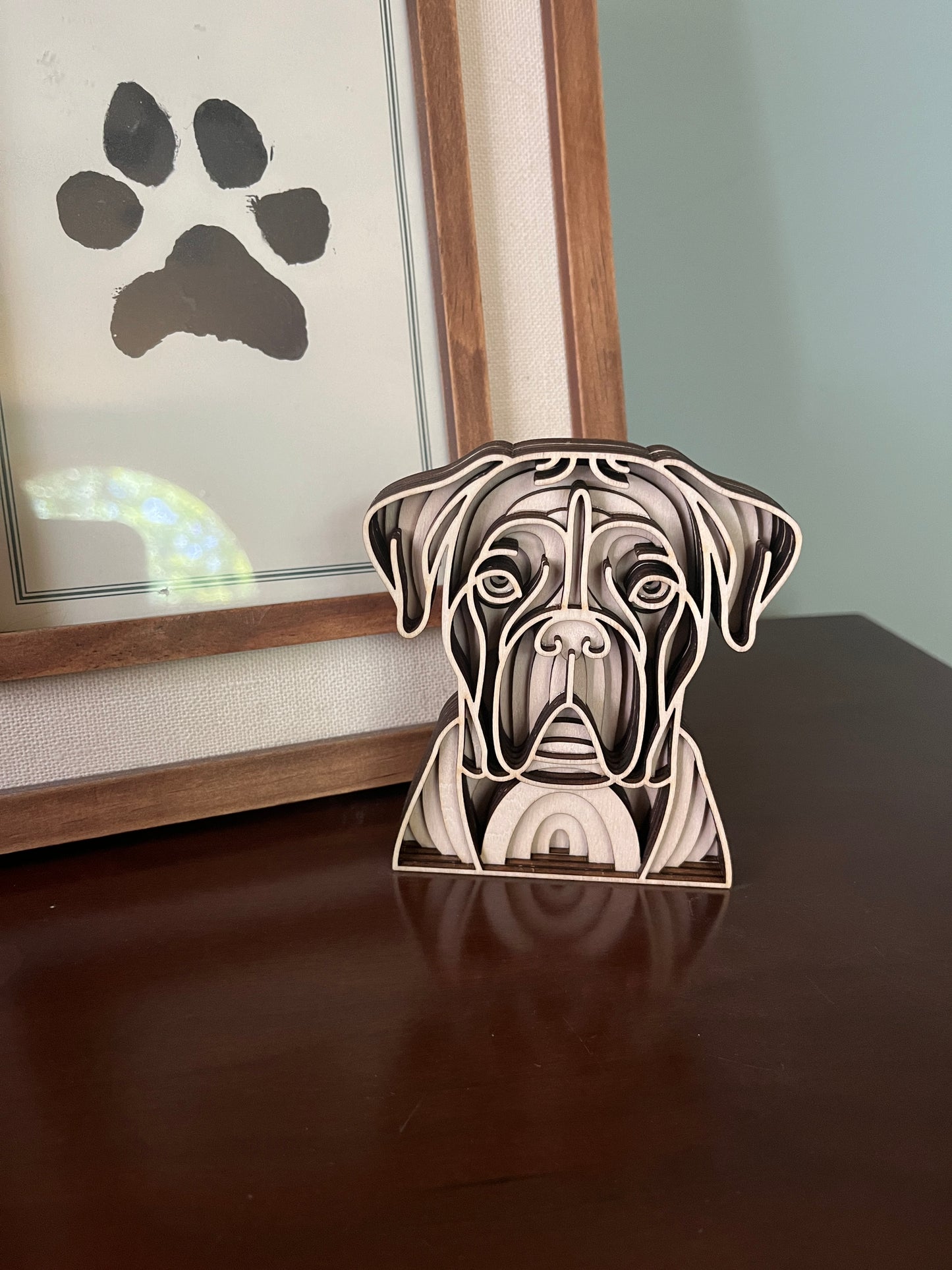 Boxer 3D Wooden Mandala Head, 4" Inch Dog Mandala