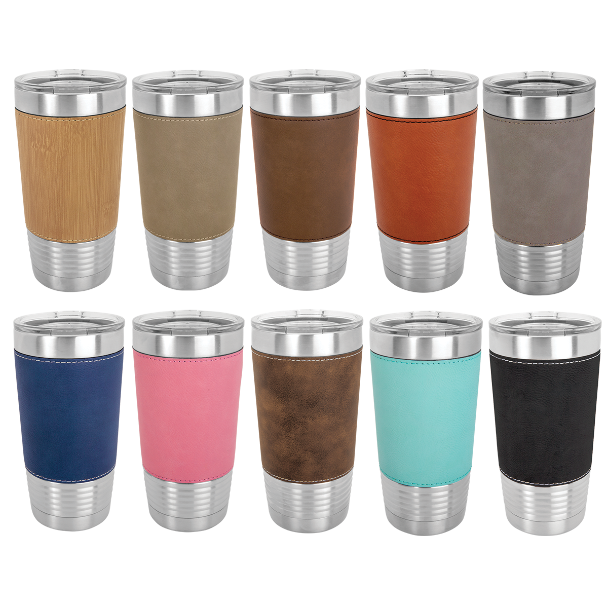 20 ounce Insulated Leatherette Tumbler with sliding lid