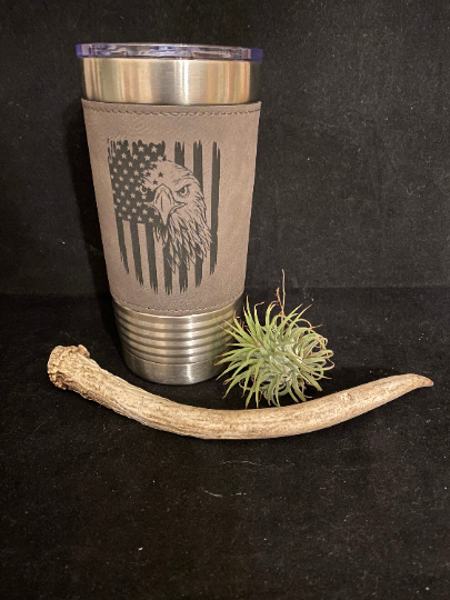 American flag with eagle on tumbler